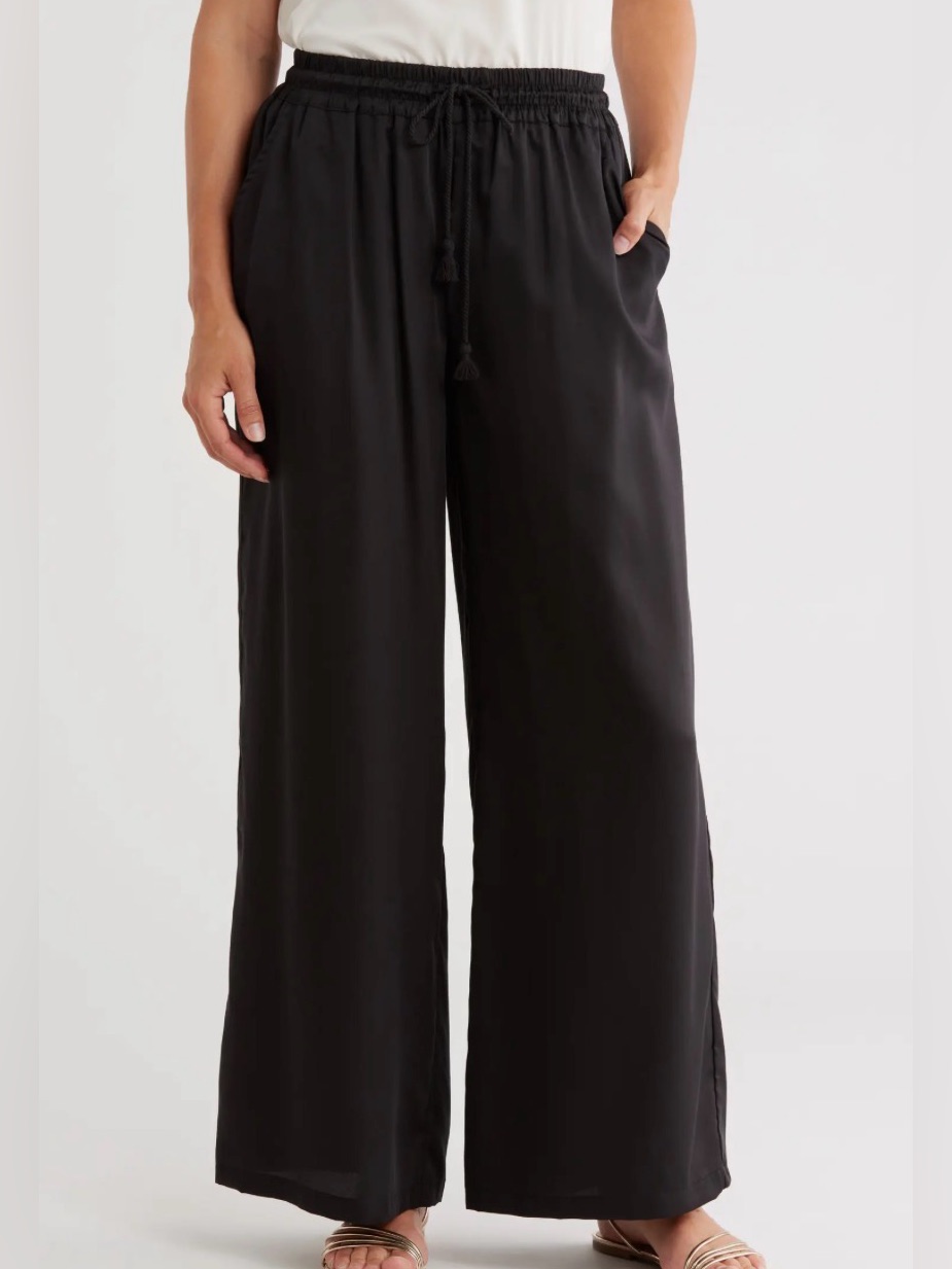Nwt, Elie. Tahari Wideleg Drawstring Pants, Black, L/G, E32